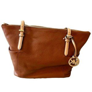 Michael Kors Brown Leather Jet Set Tote Bag